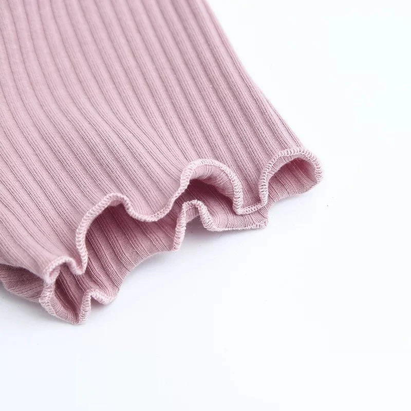 2025 Summer American Style Fashion Retro Ruffle Edge Slim Short Sleeve T-shirt - Image 23
