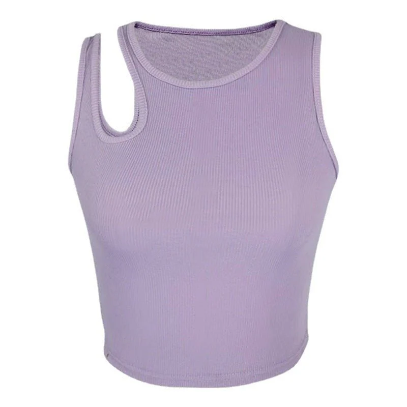 2025 Summer New Women's Ribbed Navel-Exposed Slim Fit Top Hollow Design Sleeveless Round Neck Vest - Image 17