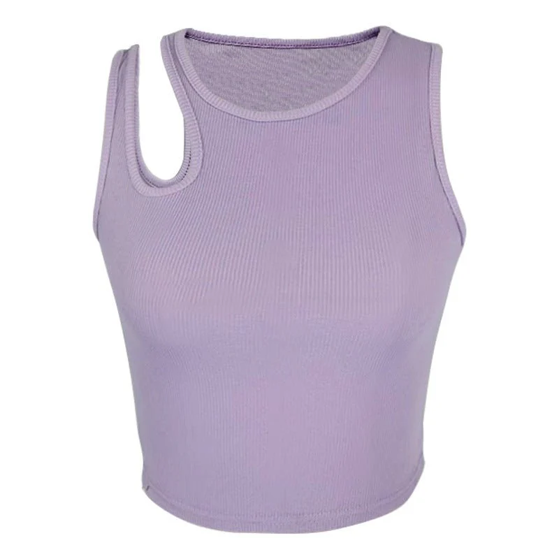 2025 Summer New Women's Ribbed Navel-Exposed Slim Fit Top Hollow Design Sleeveless Round Neck Vest - Image 20