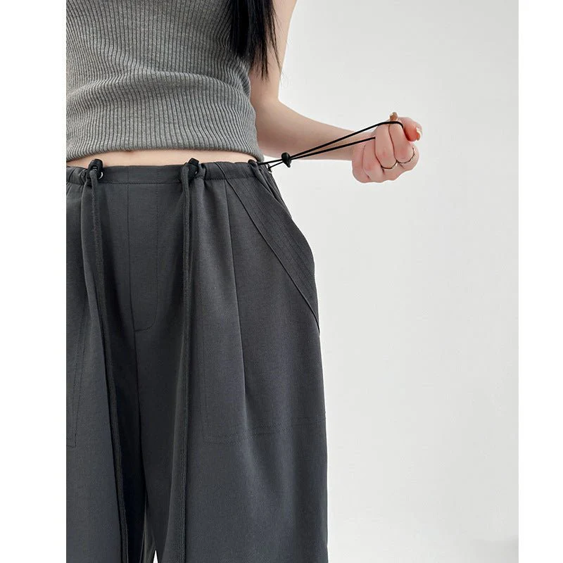 American overalls women's high-end pants women's spring and autumn new loose wide-leg sweatpants high-waisted paratrooper sweatpants