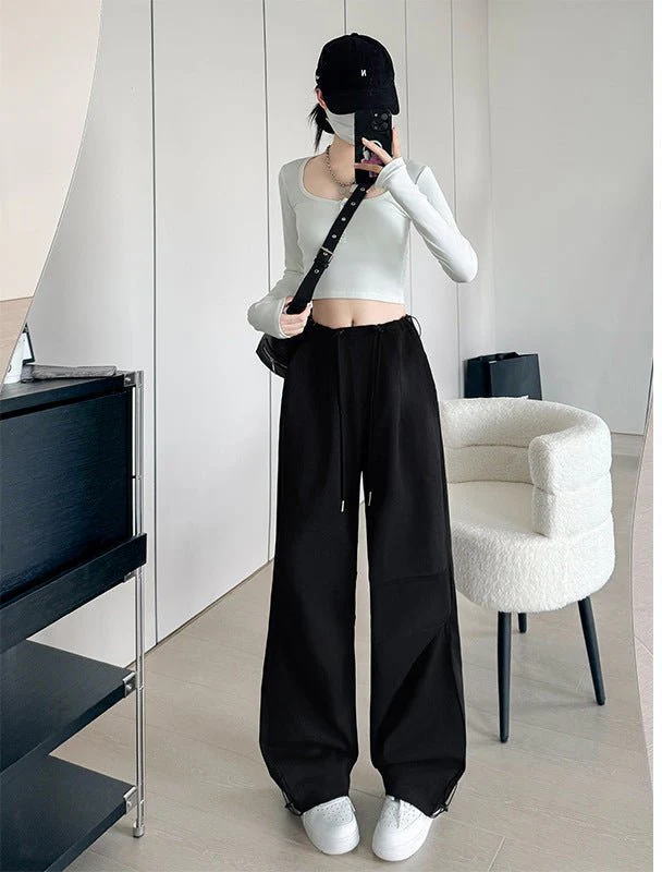 American overalls women's high-end pants women's spring and autumn new loose wide-leg sweatpants high-waisted paratrooper sweatpants - Image 10