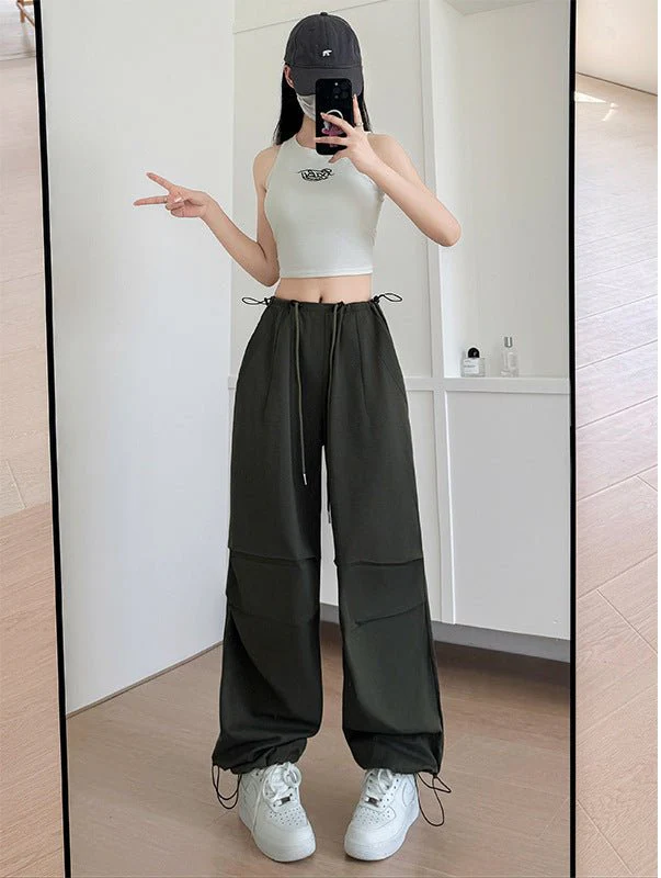 American overalls women's high-end pants women's spring and autumn new loose wide-leg sweatpants high-waisted paratrooper sweatpants - Image 11