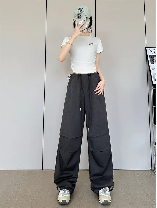 American overalls women's high-end pants women's spring and autumn new loose wide-leg sweatpants high-waisted paratrooper sweatpants - Image 12