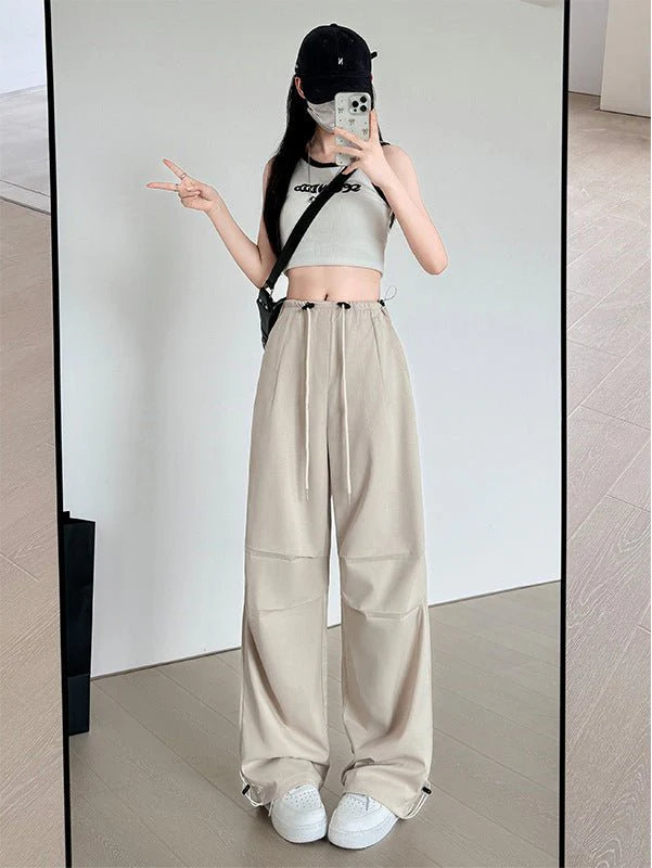 American overalls women's high-end pants women's spring and autumn new loose wide-leg sweatpants high-waisted paratrooper sweatpants - Image 14