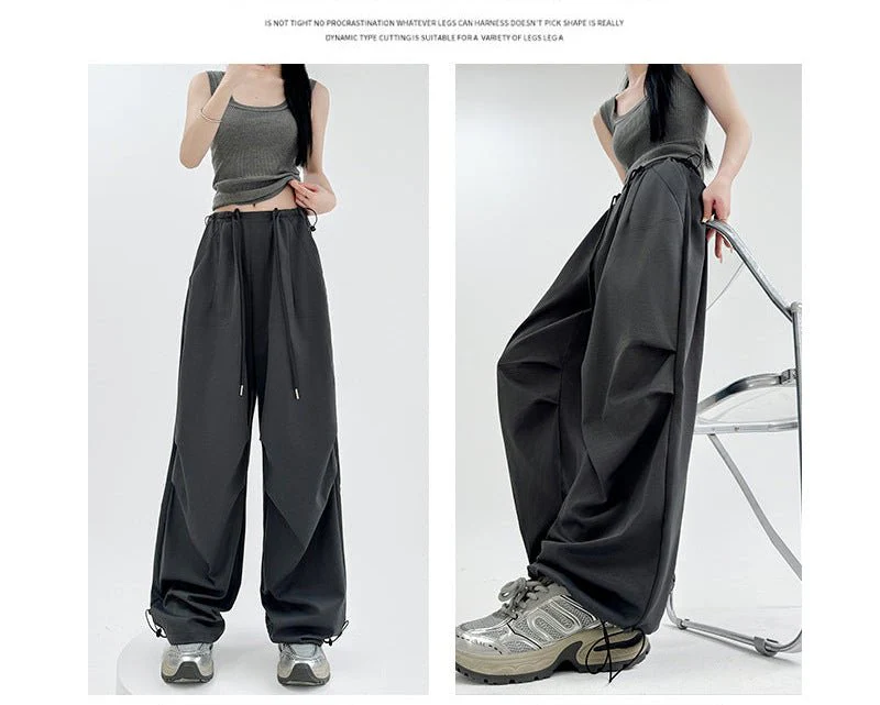 American overalls women's high-end pants women's spring and autumn new loose wide-leg sweatpants high-waisted paratrooper sweatpants - Image 4