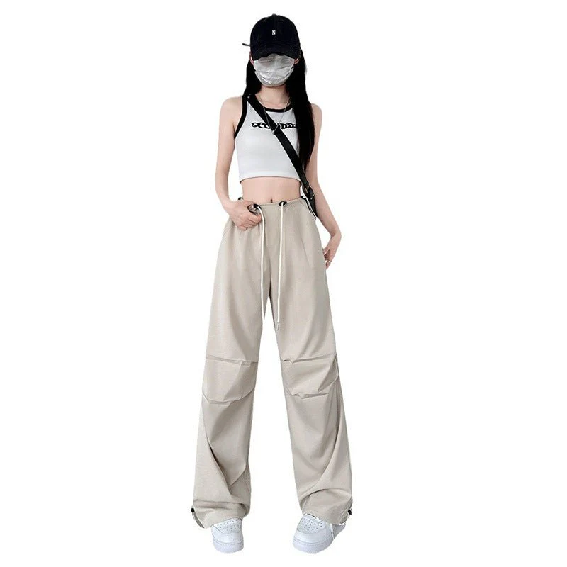 American overalls women's high-end pants women's spring and autumn new loose wide-leg sweatpants high-waisted paratrooper sweatpants - Image 5