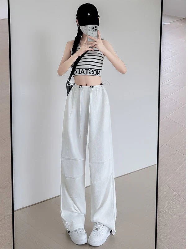 American overalls women's high-end pants women's spring and autumn new loose wide-leg sweatpants high-waisted paratrooper sweatpants - Image 6