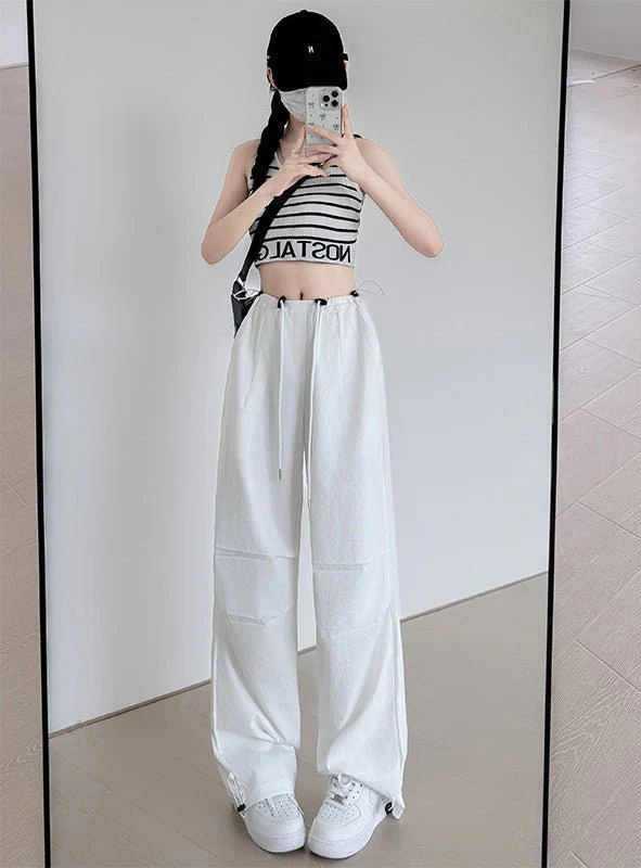 American overalls women's high-end pants women's spring and autumn new loose wide-leg sweatpants high-waisted paratrooper sweatpants - Image 7