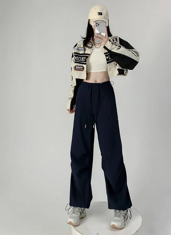 American overalls women's high-end pants women's spring and autumn new loose wide-leg sweatpants high-waisted paratrooper sweatpants - Image 8