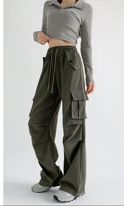 American overalls women's pants spring and summer 2025 new loose drape straight-leg pants sweatpants slim casual wide-leg pants