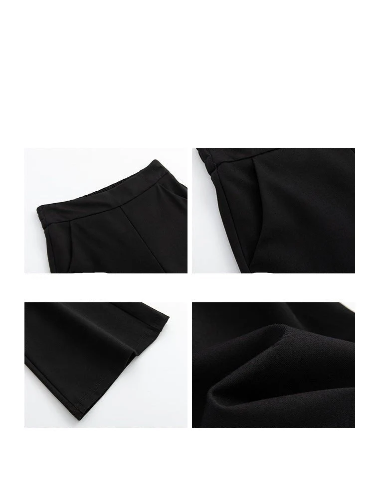 Black horseshoe pants women's pants spring and autumn new high waist slim mopping wide leg pants suit small size flared pants - Image 5