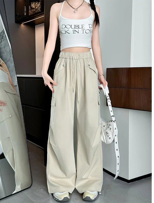 Blue American overalls women's spring, autumn and summer thin 2025 new straight paratrooper wide-leg pants small sweatpants - Image 11