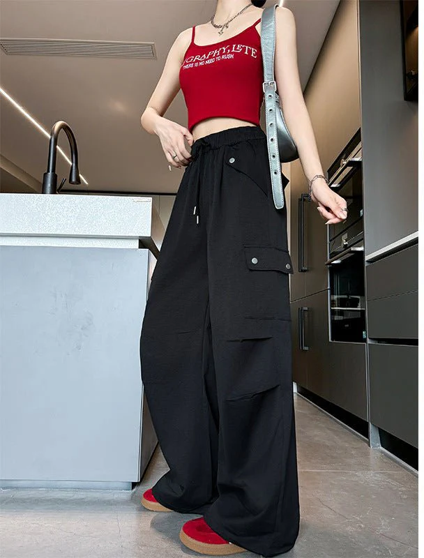 Blue American overalls women's spring, autumn and summer thin 2025 new straight paratrooper wide-leg pants small sweatpants - Image 8