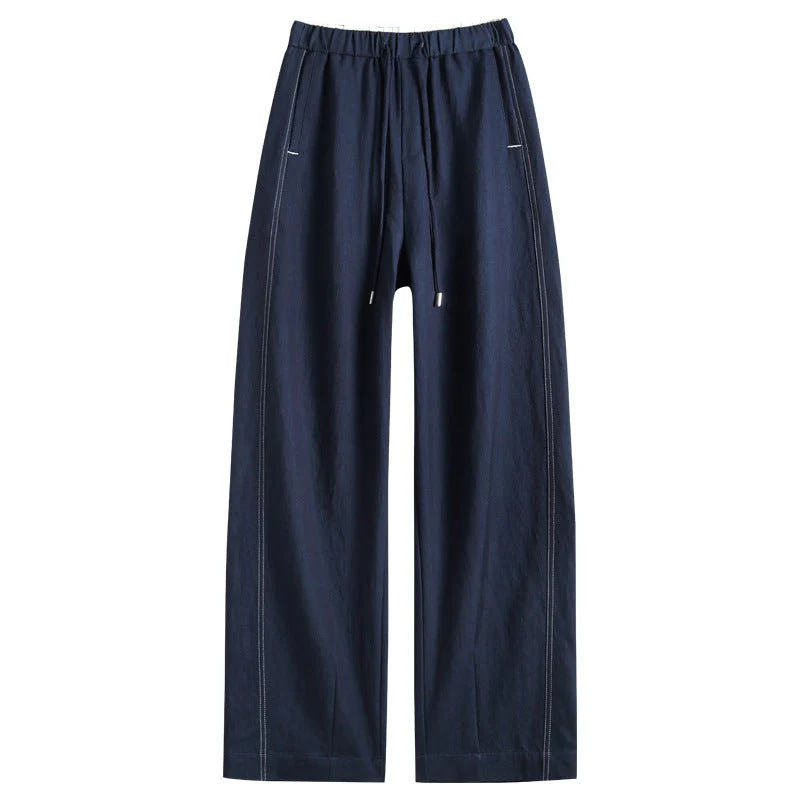 Blue Scimitar Straight Jeans Women's 2025 Spring Pants Women's Drawstring High Waist Legs Long Loose Casual Pants - Image 2