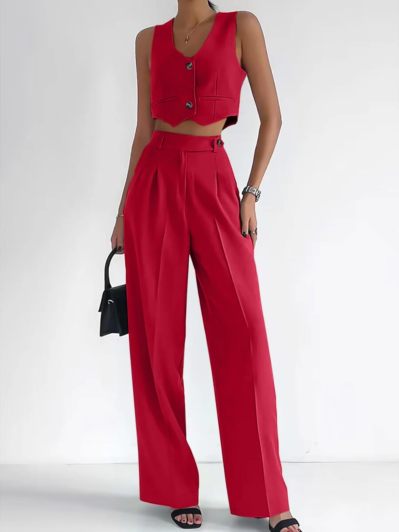 Casual Breeze | Sleeveless Polyester Vest + Trousers Suit - Image 12