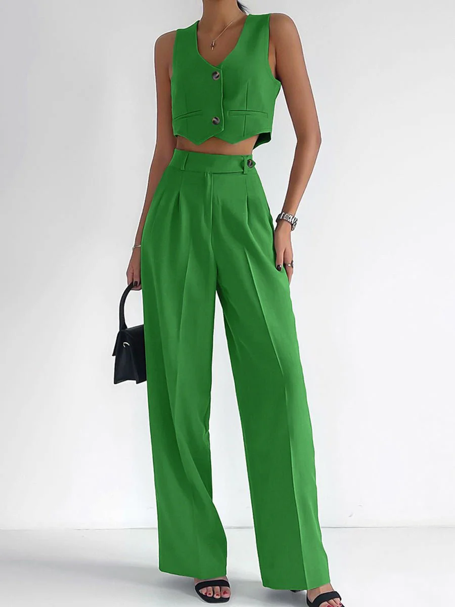 Casual Breeze | Sleeveless Polyester Vest + Trousers Suit - Image 13