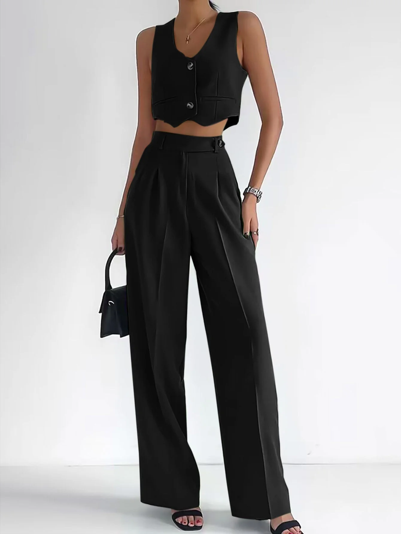 Casual Breeze | Sleeveless Polyester Vest + Trousers Suit - Image 21