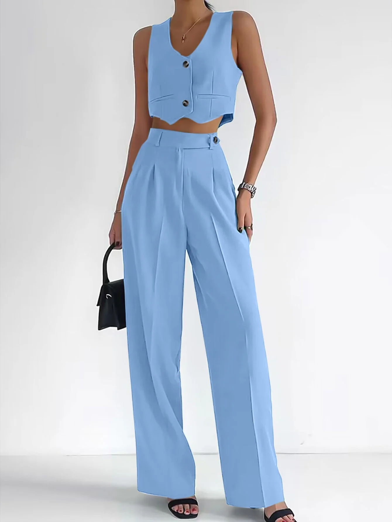 Casual Breeze | Sleeveless Polyester Vest + Trousers Suit - Image 5
