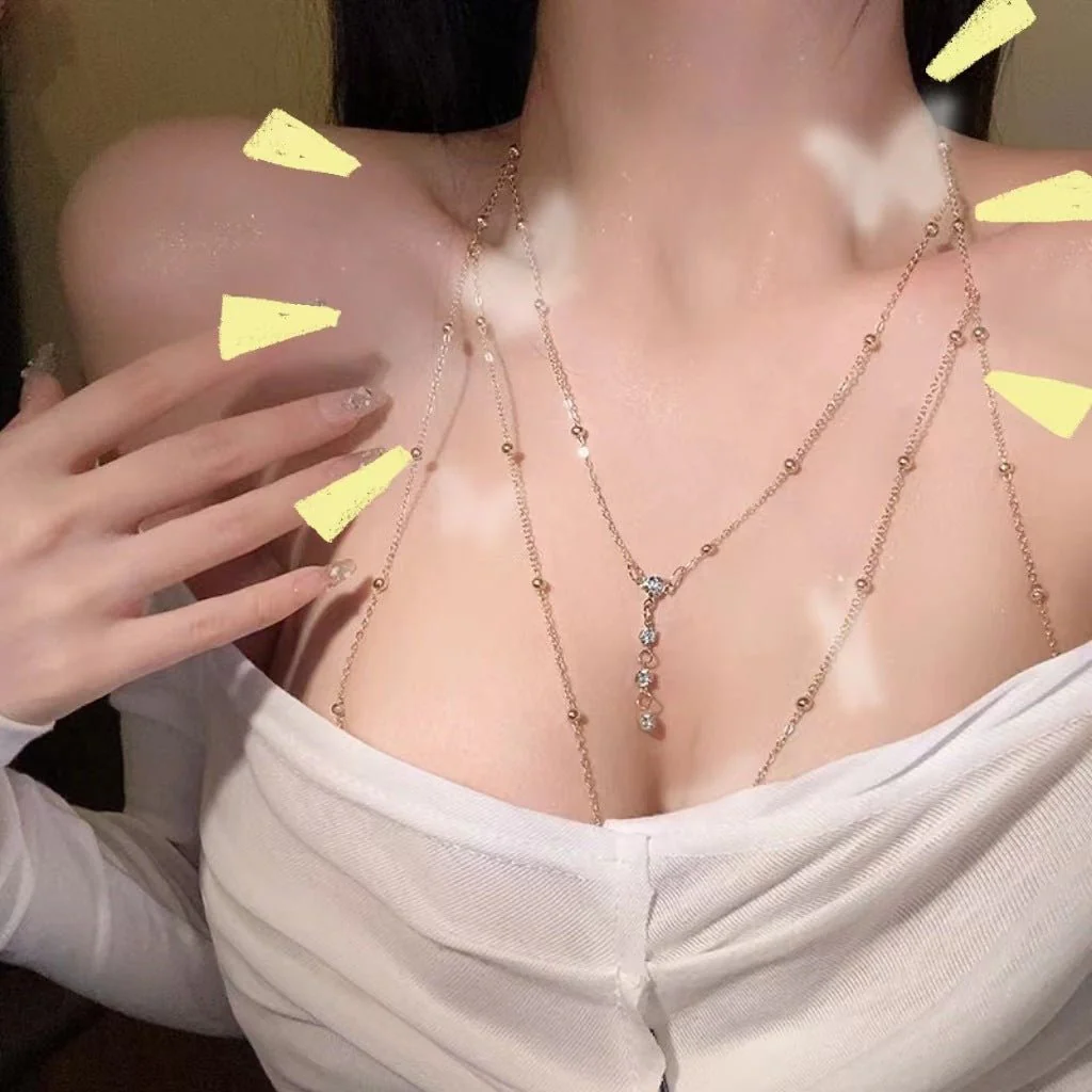 Chest chain jewelry pure desire style all-match sxy diamond pendant body chain necklace - Image 11