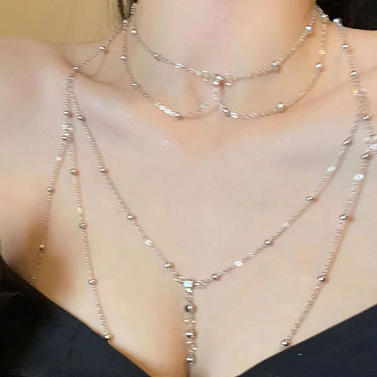 Chest chain jewelry pure desire style all-match sxy diamond pendant body chain necklace - Image 12