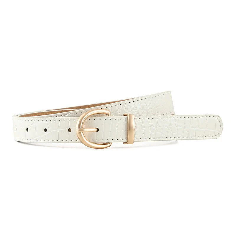 Croco-dile pattern retro large gold buckle fashionable ladies pin buckle belt versatile trend casual jeans belt - Image 2