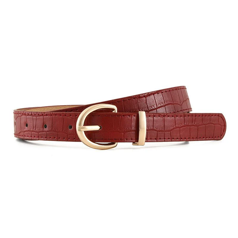 Croco-dile pattern retro large gold buckle fashionable ladies pin buckle belt versatile trend casual jeans belt - Image 4
