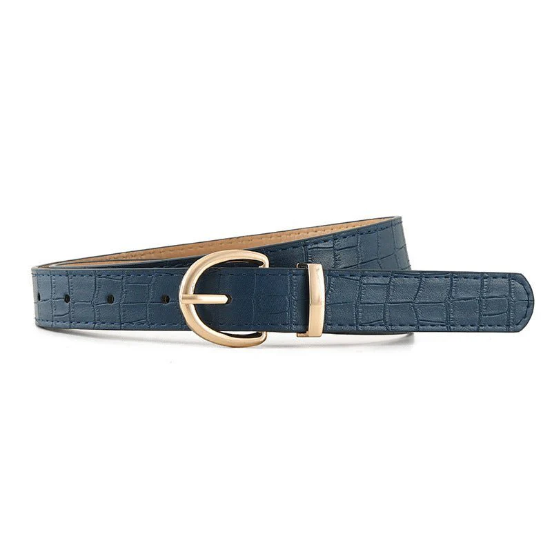 Croco-dile pattern retro large gold buckle fashionable ladies pin buckle belt versatile trend casual jeans belt - Image 5