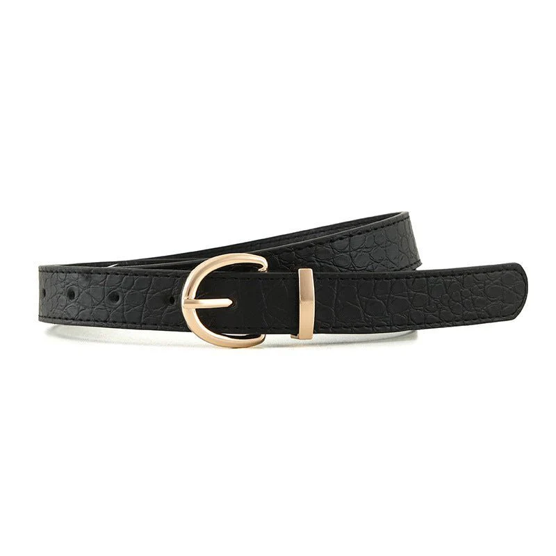 Croco-dile pattern retro large gold buckle fashionable ladies pin buckle belt versatile trend casual jeans belt - Image 6