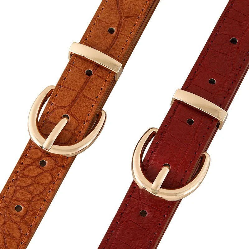 Croco-dile pattern retro large gold buckle fashionable ladies pin buckle belt versatile trend casual jeans belt - Image 8