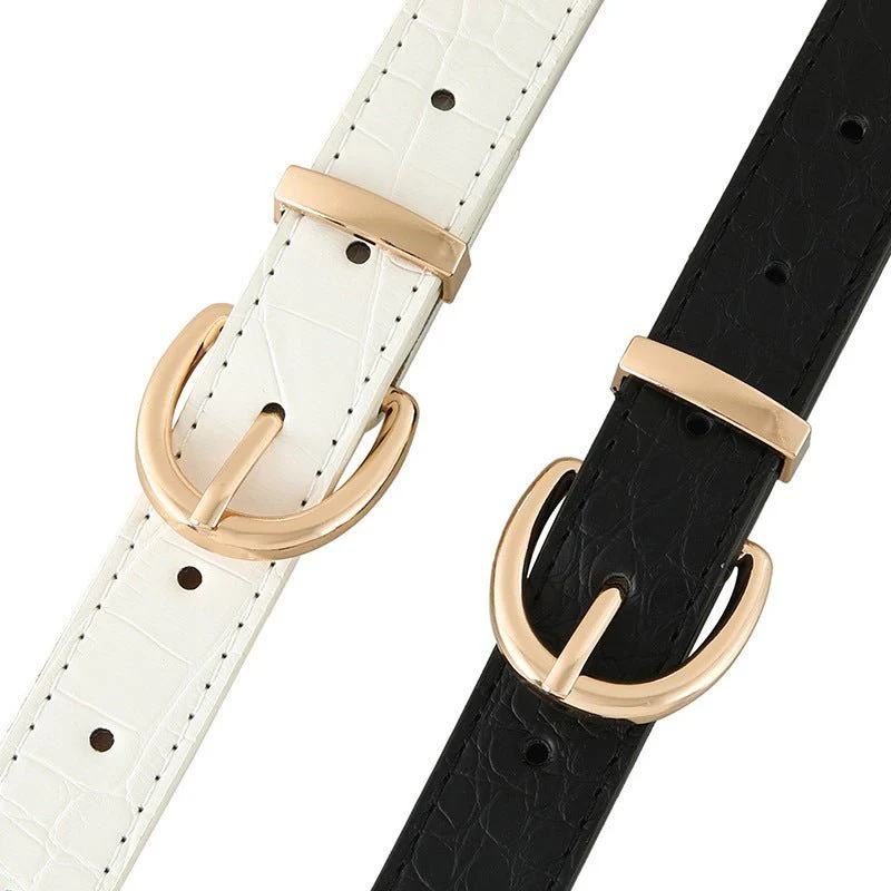 Croco-dile pattern retro large gold buckle fashionable ladies pin buckle belt versatile trend casual jeans belt - Image 9