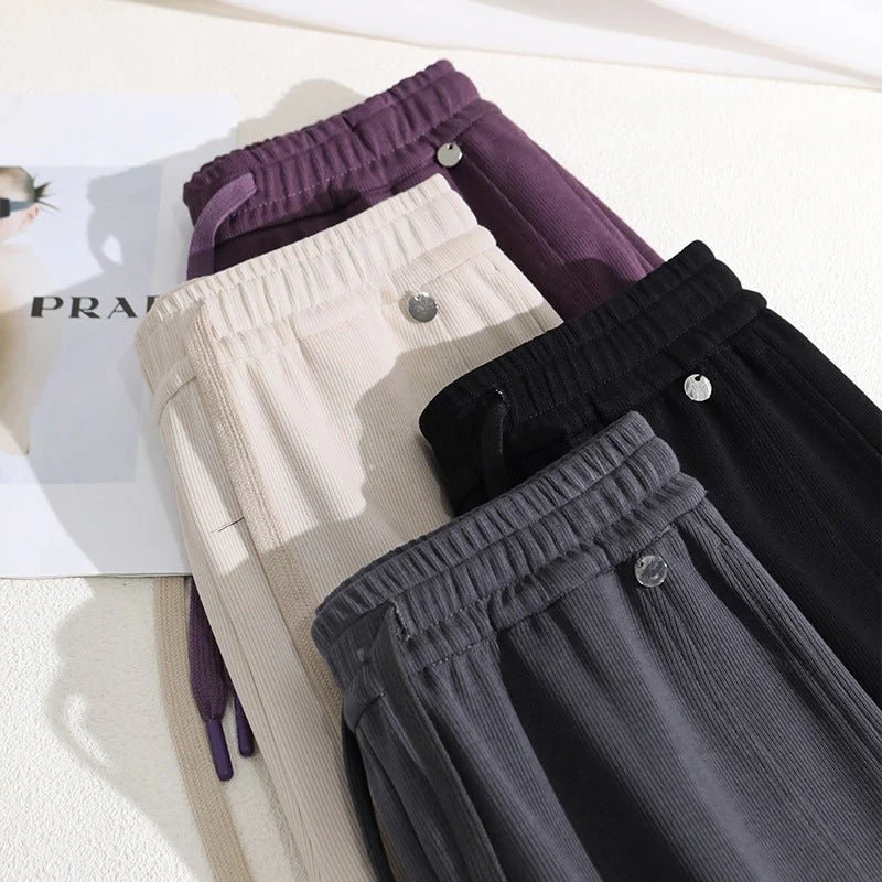 [Customized exclusive] Grey narrow version scimitar straight-leg pants women's spring and summer 2025 new sweatpants women's sports casual pants - Image 3