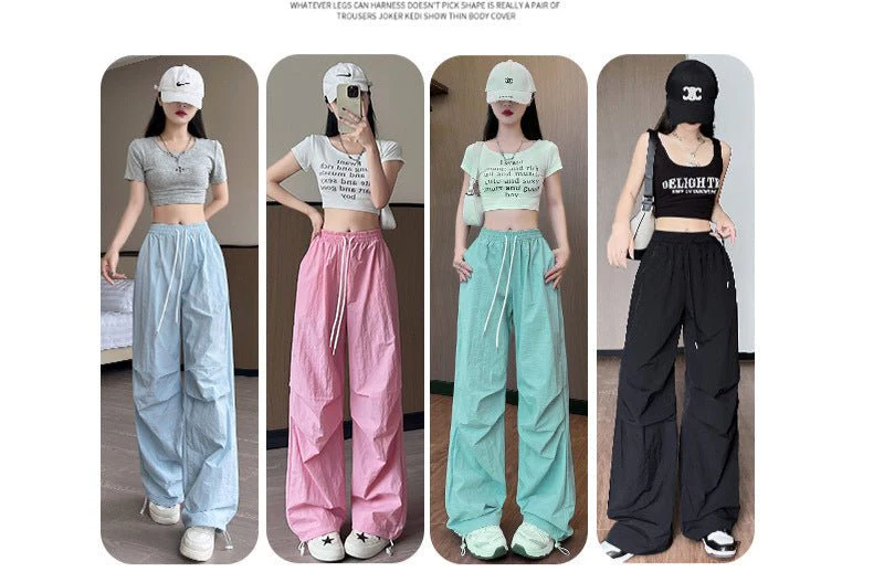 Dopamine overalls women's pants women's summer American casual quick-drying pants straight wide-leg pants high-waisted sweatpants - Image 2