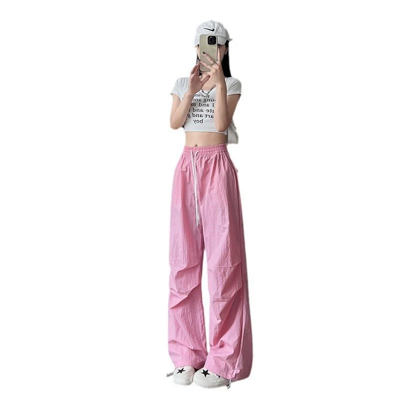 Dopamine overalls women's pants women's summer American casual quick-drying pants straight wide-leg pants high-waisted sweatpants - Image 4