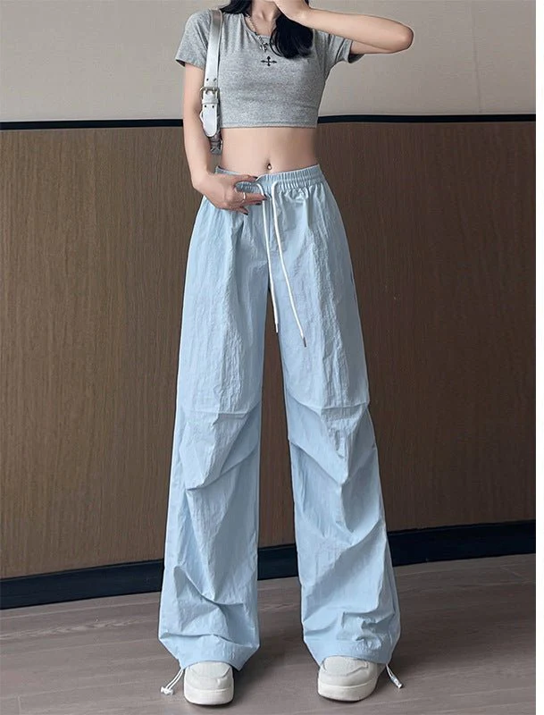 Dopamine overalls women's pants women's summer American casual quick-drying pants straight wide-leg pants high-waisted sweatpants - Image 5