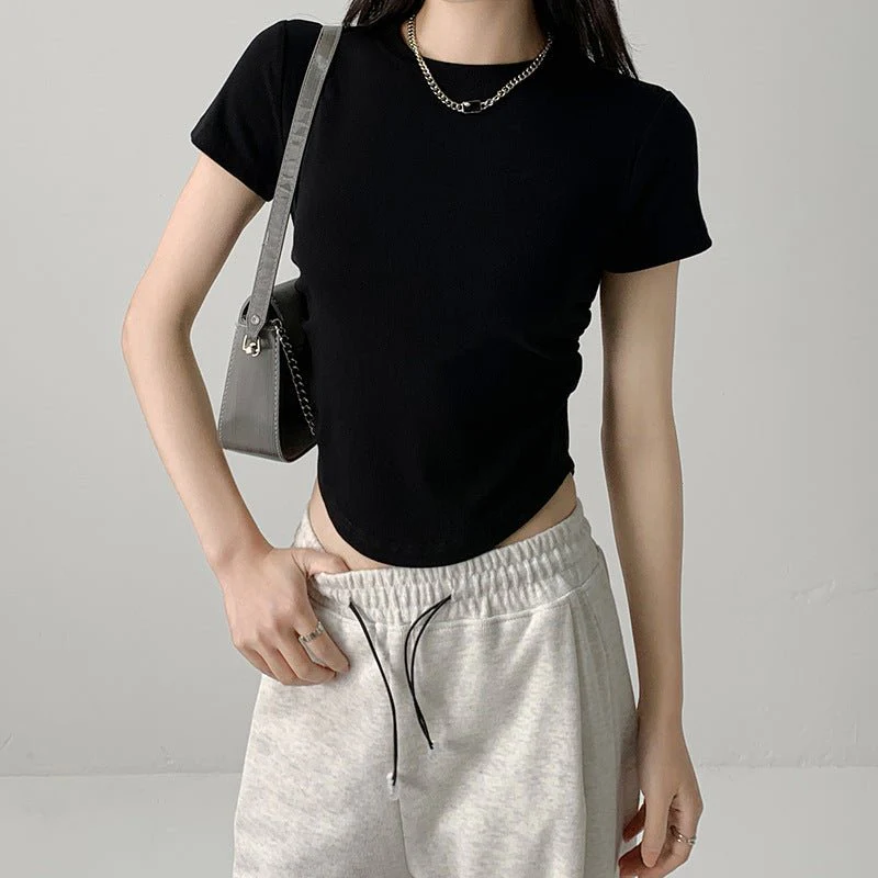 Dopamine wears a round neck short-sleeved T-shirt for women's short slim-fitting summer inner top and outer Spice Girl bottoming shirt tide - Image 11