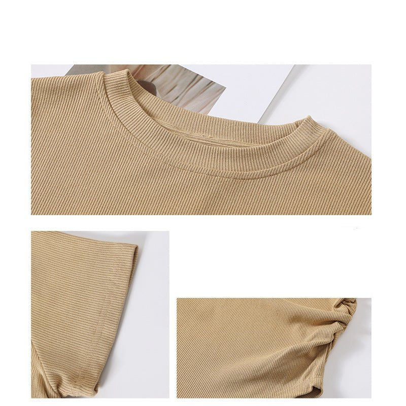 Dopamine wears a round neck short-sleeved T-shirt for women's short slim-fitting summer inner top and outer Spice Girl bottoming shirt tide - Image 3
