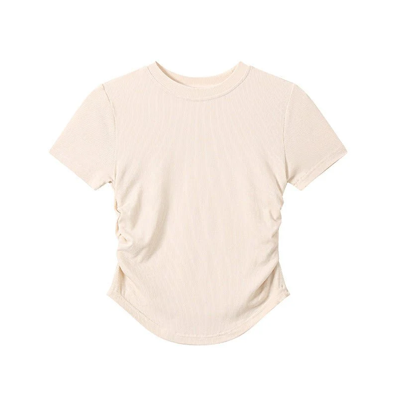 Dopamine wears a round neck short-sleeved T-shirt for women's short slim-fitting summer inner top and outer Spice Girl bottoming shirt tide - Image 4