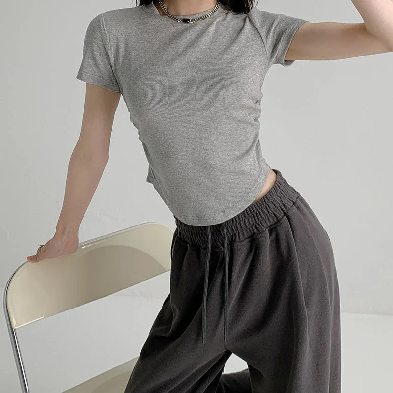 Dopamine wears a round neck short-sleeved T-shirt for women's short slim-fitting summer inner top and outer Spice Girl bottoming shirt tide - Image 6