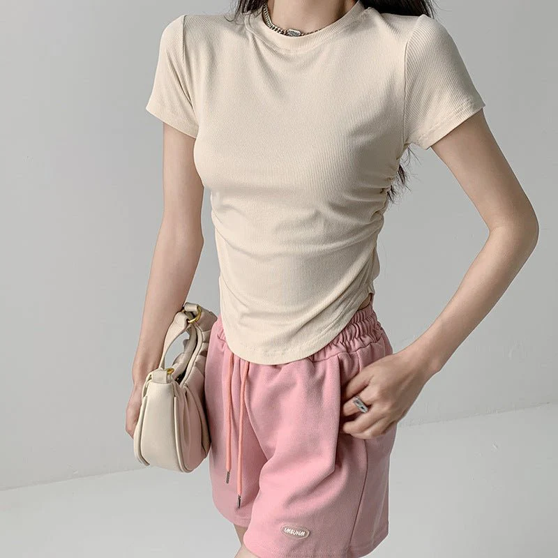 Dopamine wears a round neck short-sleeved T-shirt for women's short slim-fitting summer inner top and outer Spice Girl bottoming shirt tide - Image 9