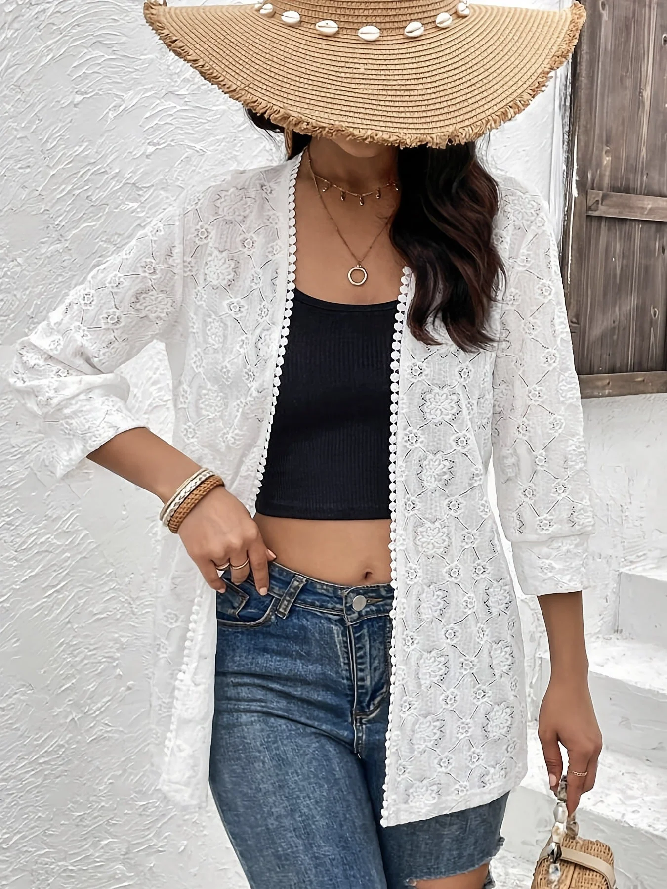 Elegant lace spliced lace cardigan with women's jacket top and women's clothing - Image 6