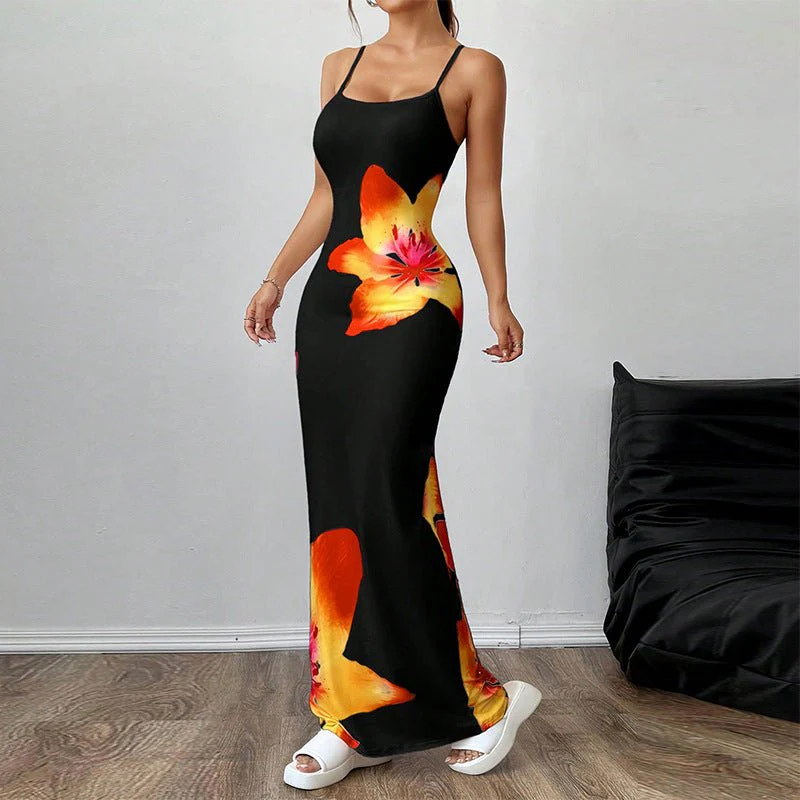 European and American style suspender dress tight hip wrap step dress