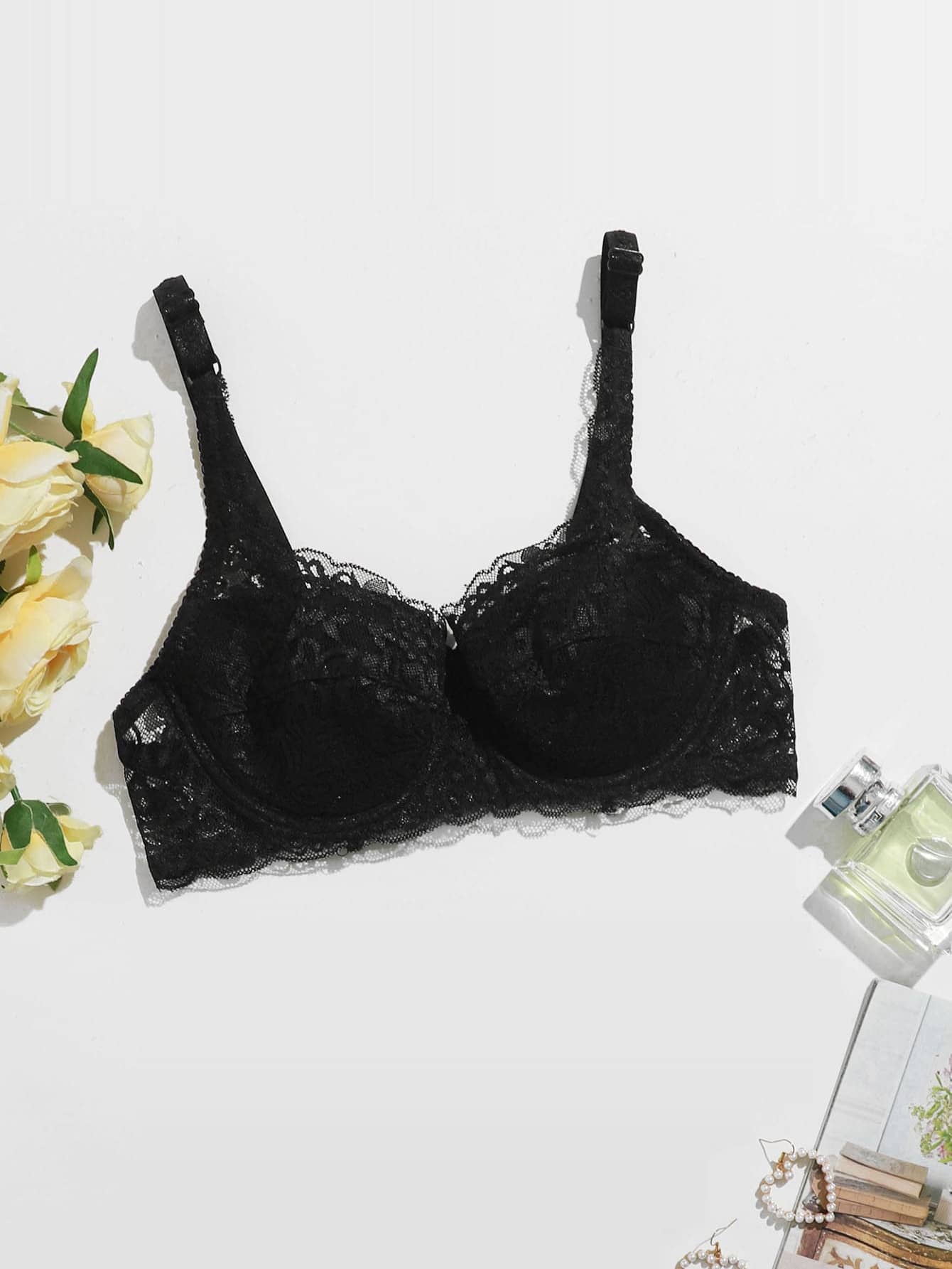 Floral Lace Underwire Bra Lingerie (FD)