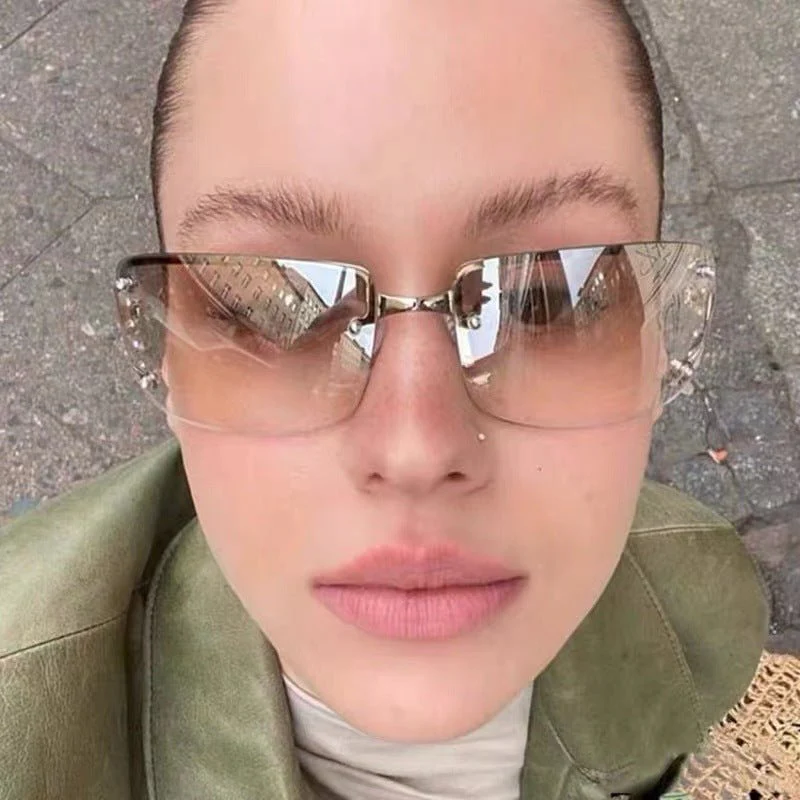 Frameless sunglasses Y2K sweet cool sunglasses 2025 new square sunglasses for women (FD) - Image 12