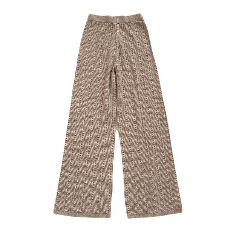 Japanese Style Knit Straight-Leg Pants – Elastic Waist Thick Casual Trousers - Image 11