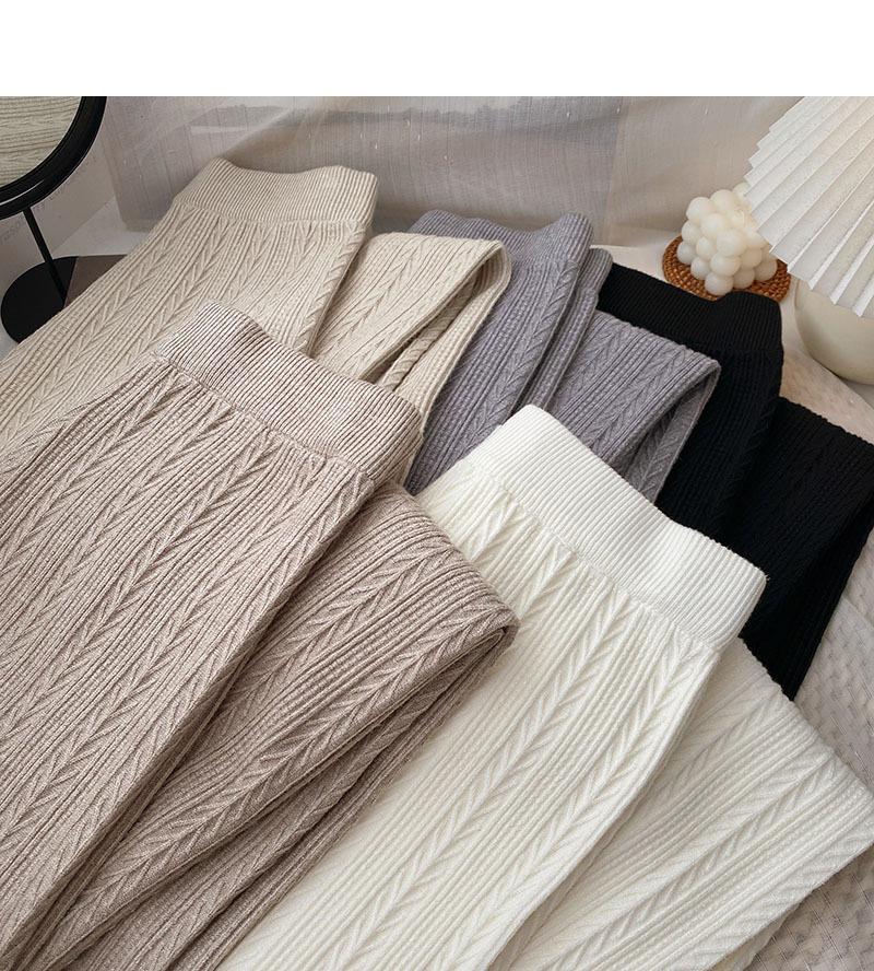 Japanese Style Knit Straight-Leg Pants – Elastic Waist Thick Casual Trousers - Image 19