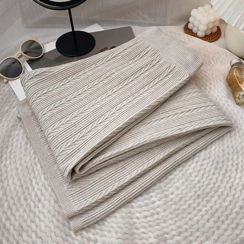 Japanese Style Knit Straight-Leg Pants – Elastic Waist Thick Casual Trousers - Image 2