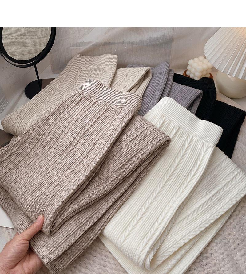 Japanese Style Knit Straight-Leg Pants – Elastic Waist Thick Casual Trousers - Image 20