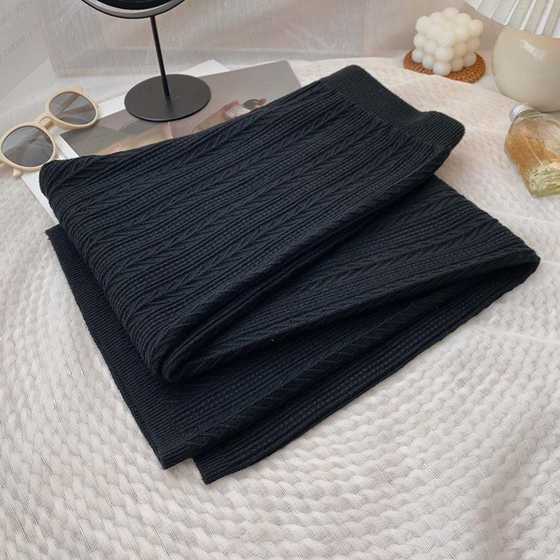 Japanese Style Knit Straight-Leg Pants – Elastic Waist Thick Casual Trousers - Image 3