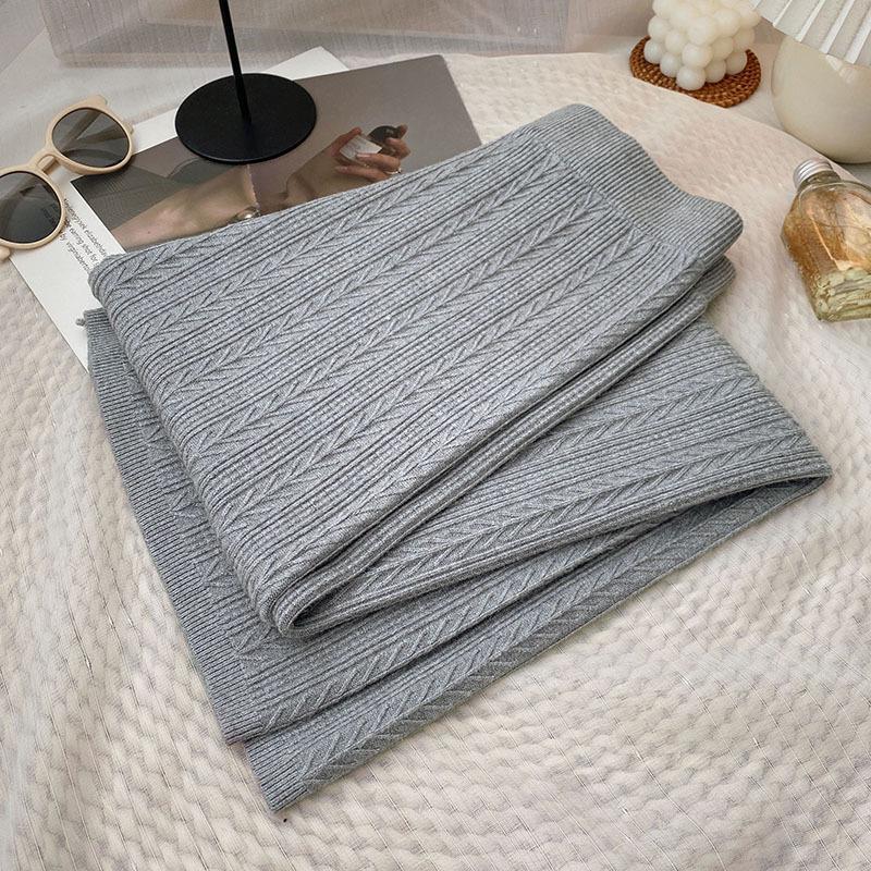 Japanese Style Knit Straight-Leg Pants – Elastic Waist Thick Casual Trousers - Image 5