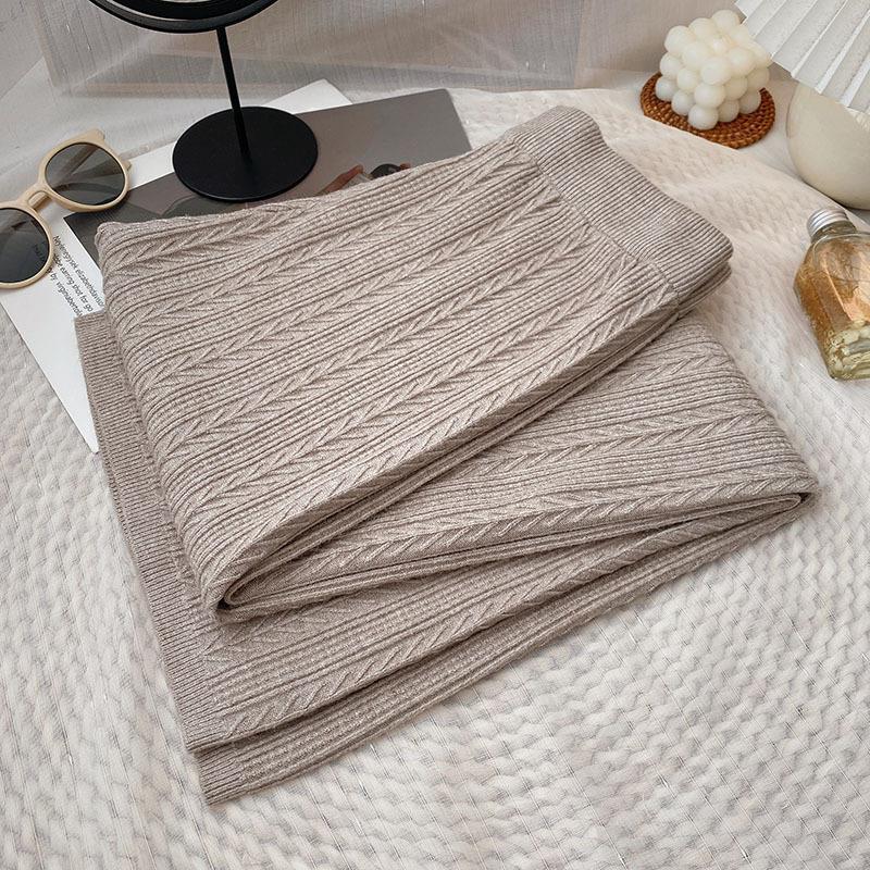 Japanese Style Knit Straight-Leg Pants – Elastic Waist Thick Casual Trousers - Image 9